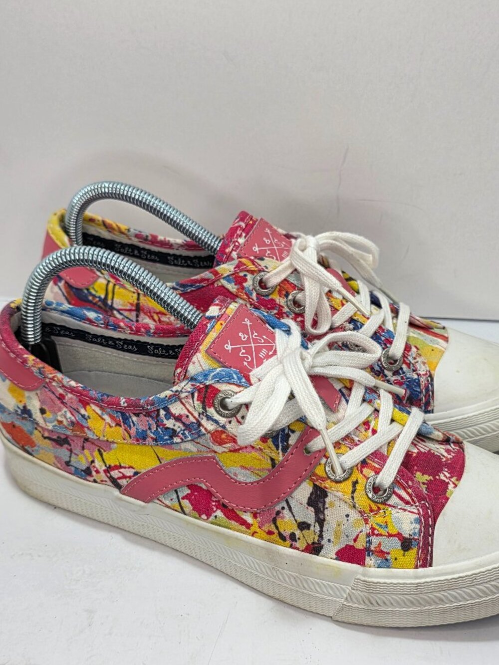 Salt & Seas Salty Colorful Canvas Sneakers Beach Art Sole Size 9.5